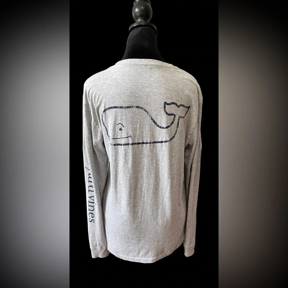 Vineyard Vines: Gray Long Sleeve Shirt with Whale Logo